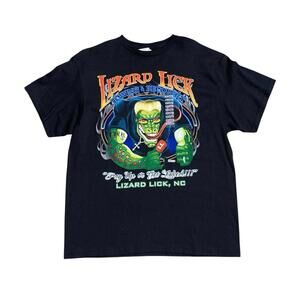 Vintage Lizard Lick Towing Recovery Big Logo T Shirt Sz XL Y2K Grunge "PAY UP"